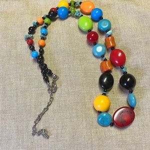 Colorful festival short adjustable beaded necklace.